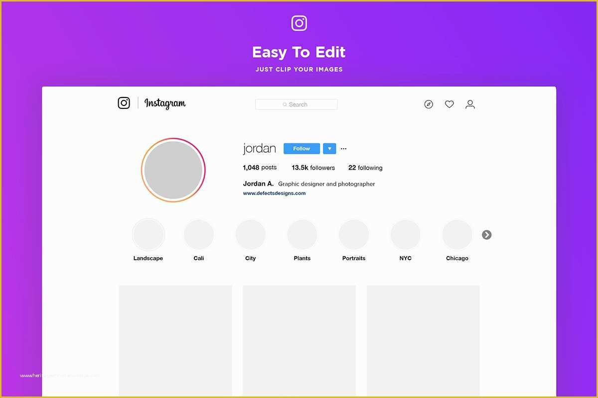 Free Instagram Templates Of Free Instagram Web Profile Template Creativetacos