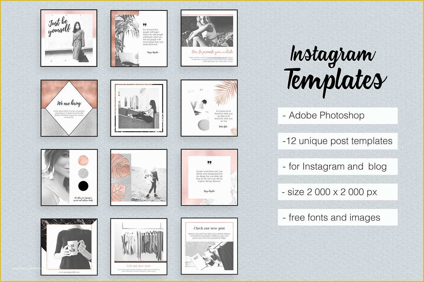 Free Instagram Templates Of Instagram Templates Feminine Elegant Rose Goid Marble On