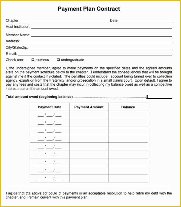 Free Installment Contract Template Of 16 Payment Plan Agreement Templates Word Excel Samples