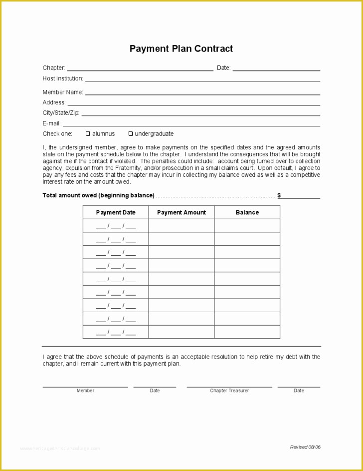 Free Installment Contract Template Of Payment Plan Contract Free Download