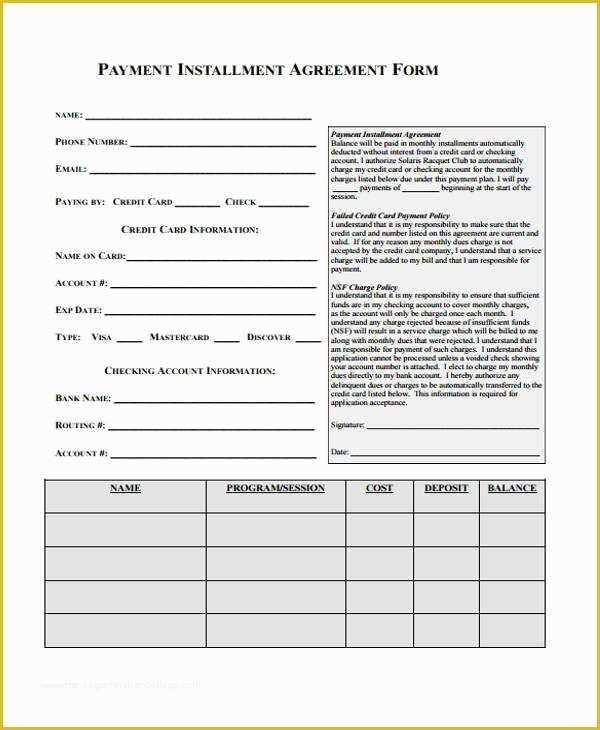 Free Installment Payment Agreement Template Of 8 Installment Agreement Sample forms Free Sample