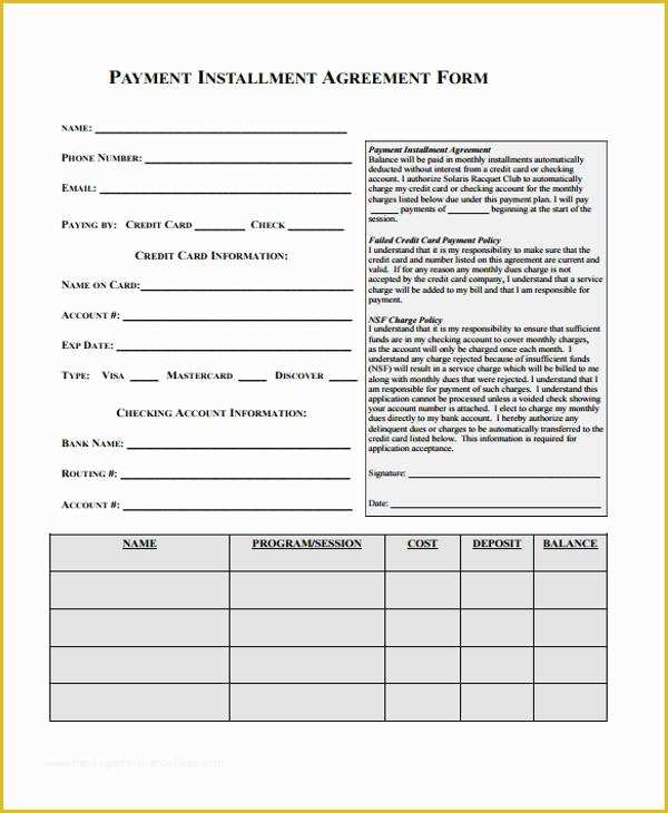 Free Installment Payment Agreement Template Of 8 Installment Agreement Sample forms Free Sample