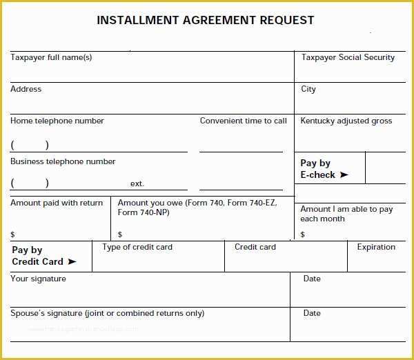 Free Installment Payment Agreement Template Of Installment Agreement 7 Free Pdf Download