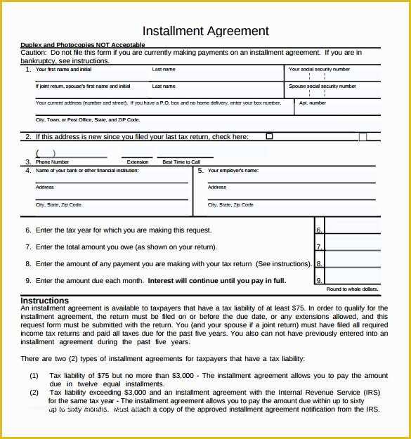 Free Installment Payment Agreement Template Of Installment Agreement 7 Free Samples Examples & formats