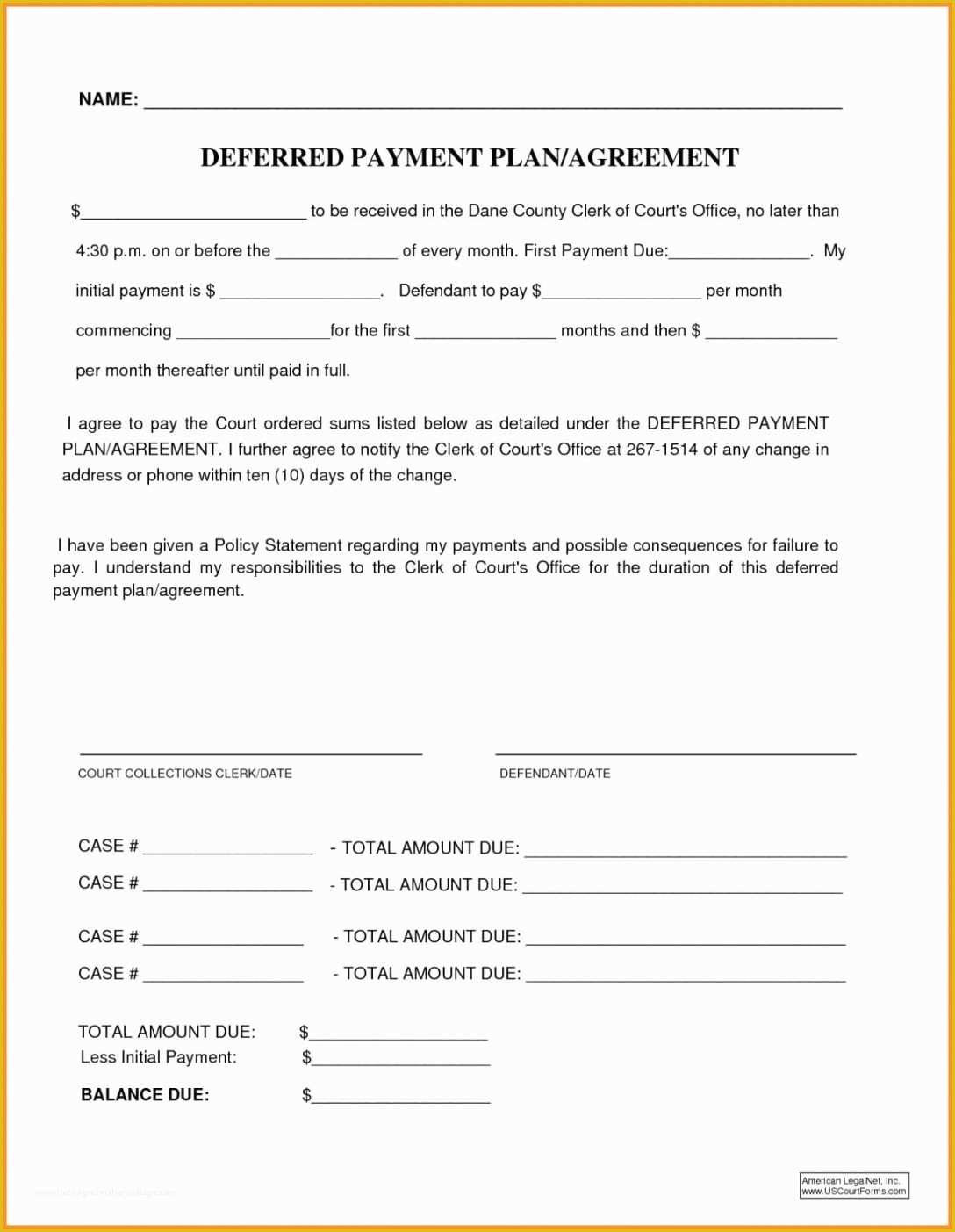 Installment Payment Agreement Template Free