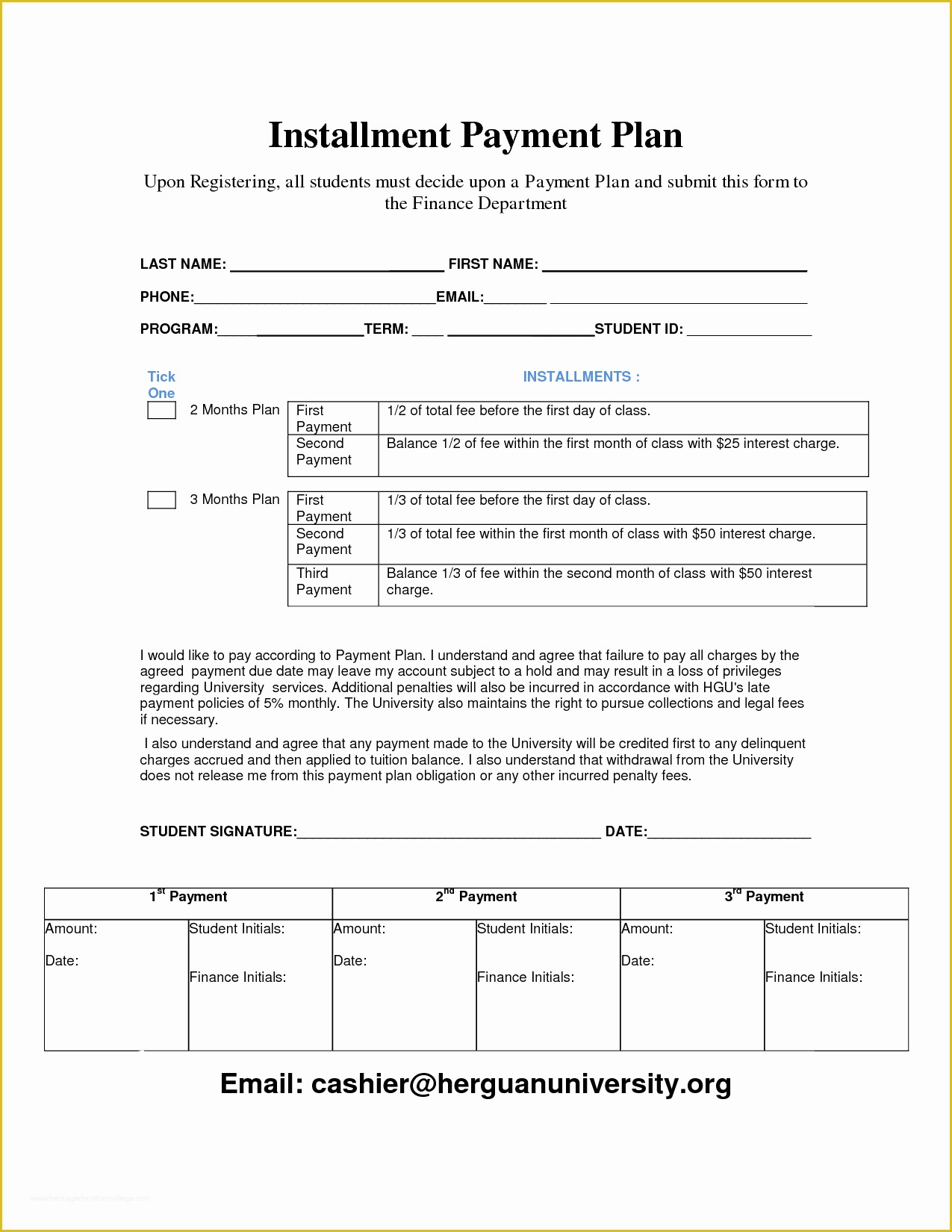 Free Installment Payment Agreement Template Of Payment Plan Template