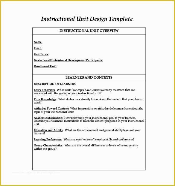 Free Instructional Design Templates Of 6 Instruction Templates Doc Pdf Excel