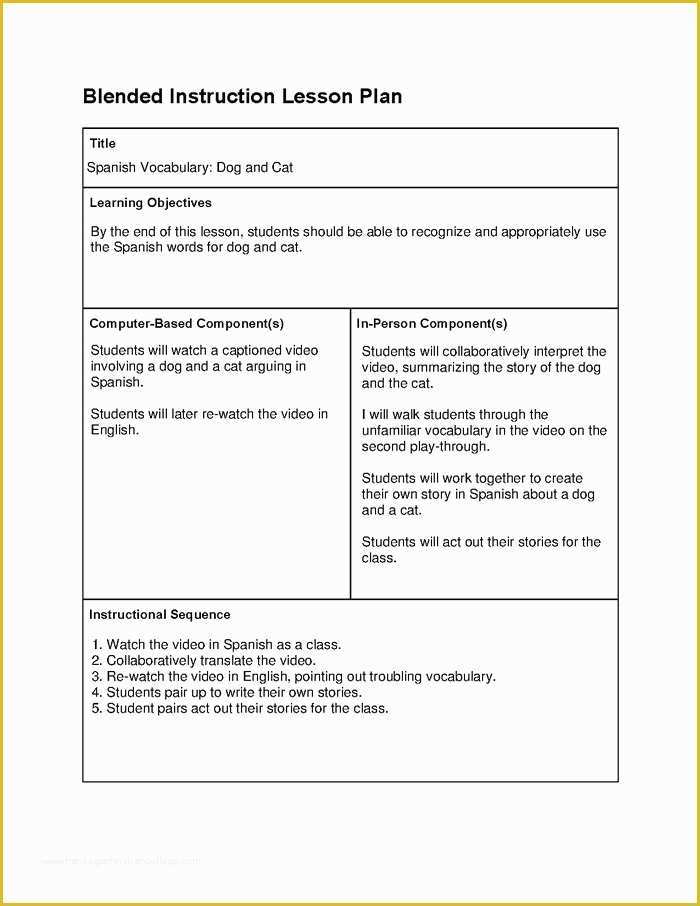 Free Instructional Design Templates Of Instructional Design Blended Learning Lesson Plans