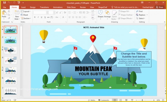 Free Interactive Email Templates Of Animated Mountain Peaks Template for Powerpoint & Keynote