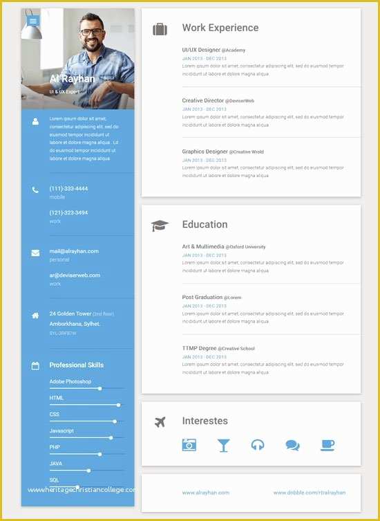 Free Interactive Website Templates Of 45 Best HTML Resume Cv Vcard Templates Free & Premium