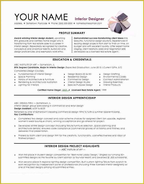 Free Interior Design Resume Templates Of assistant Interior Design Intern Resume Template