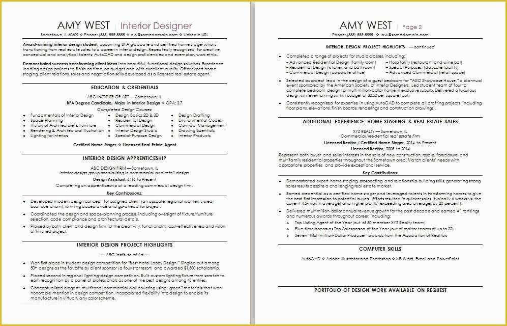 Free Interior Design Resume Templates Of Interior Design Resume Sample