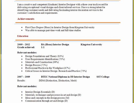 Free Interior Design Resume Templates Of Interior Designer Cv Template