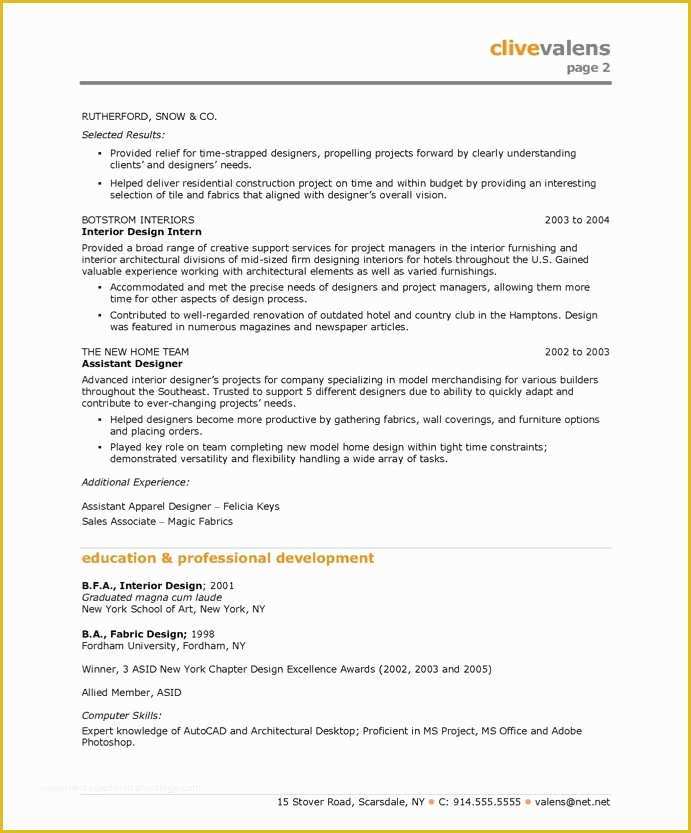 Free Interior Design Resume Templates Of Interior Designer Free Resume Samples