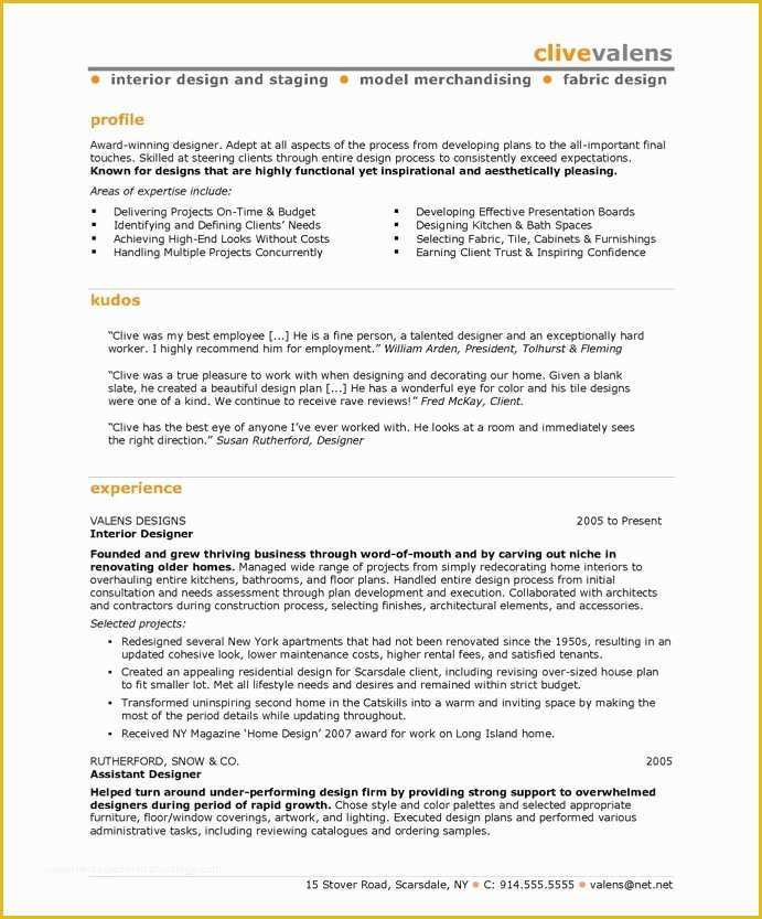 Free Interior Design Resume Templates Of Interior Designer Free Resume Samples