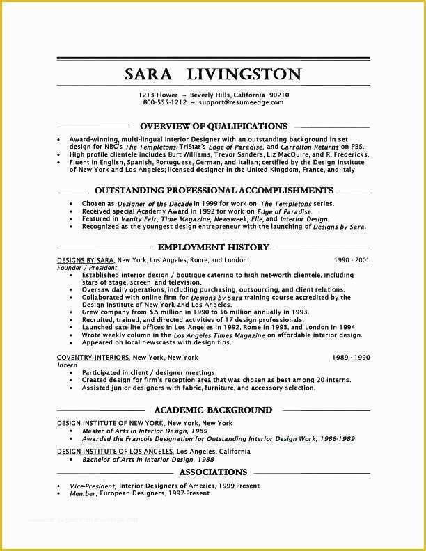 Free Interior Design Resume Templates Of Interior Designer Resume Template Interior Designer Resume