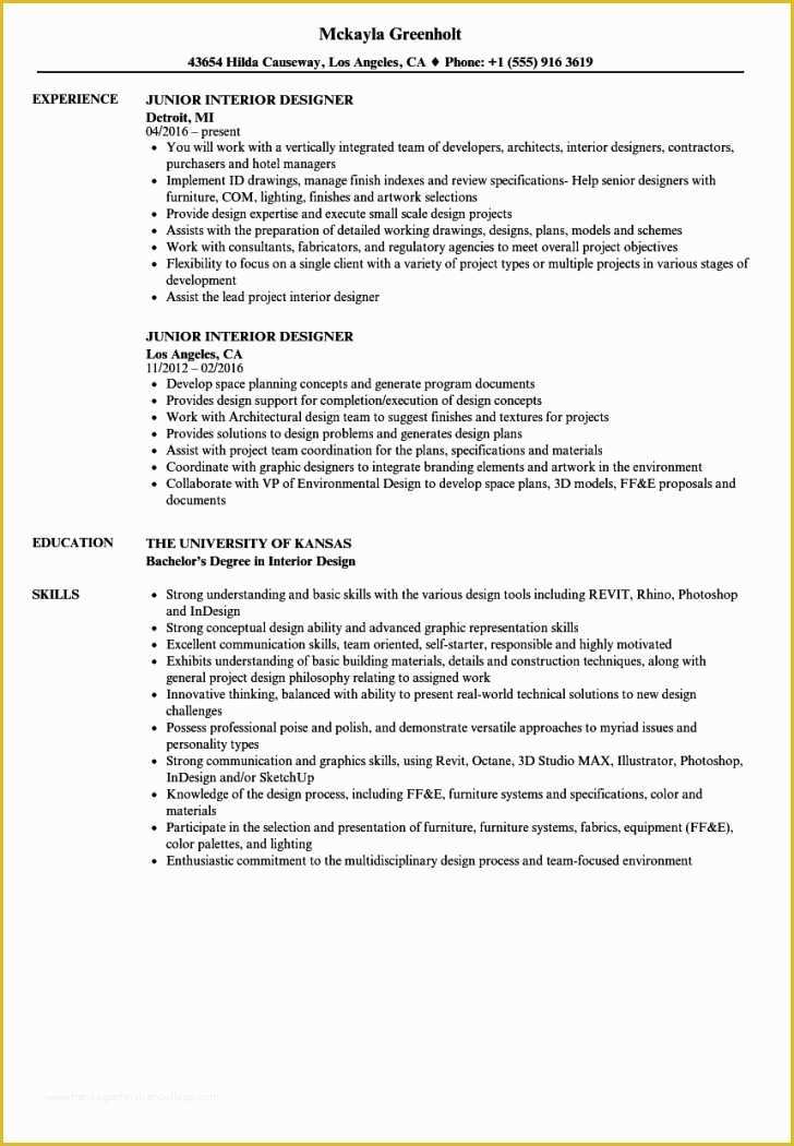 Free Interior Design Resume Templates Of Resume and Template Interior Design Resume Samples Pdf