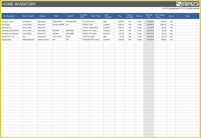 Free Inventory Spreadsheet Template Of Home Inventory Spreadsheet