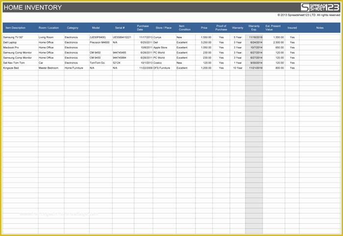 50 Free Inventory Spreadsheet Template