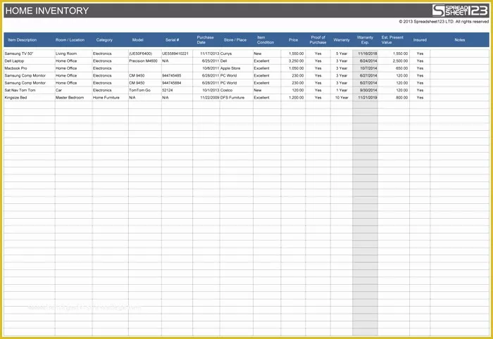 50 Free Inventory Spreadsheet Template