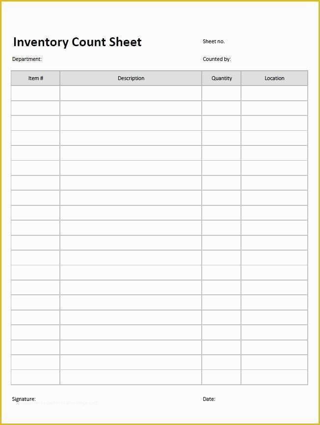 Free Inventory Spreadsheet Template Of Inventory Count Sheet Template