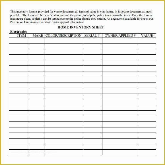 Free Inventory Template Of 9 Sample Inventory Sheet Templates to Download for Free