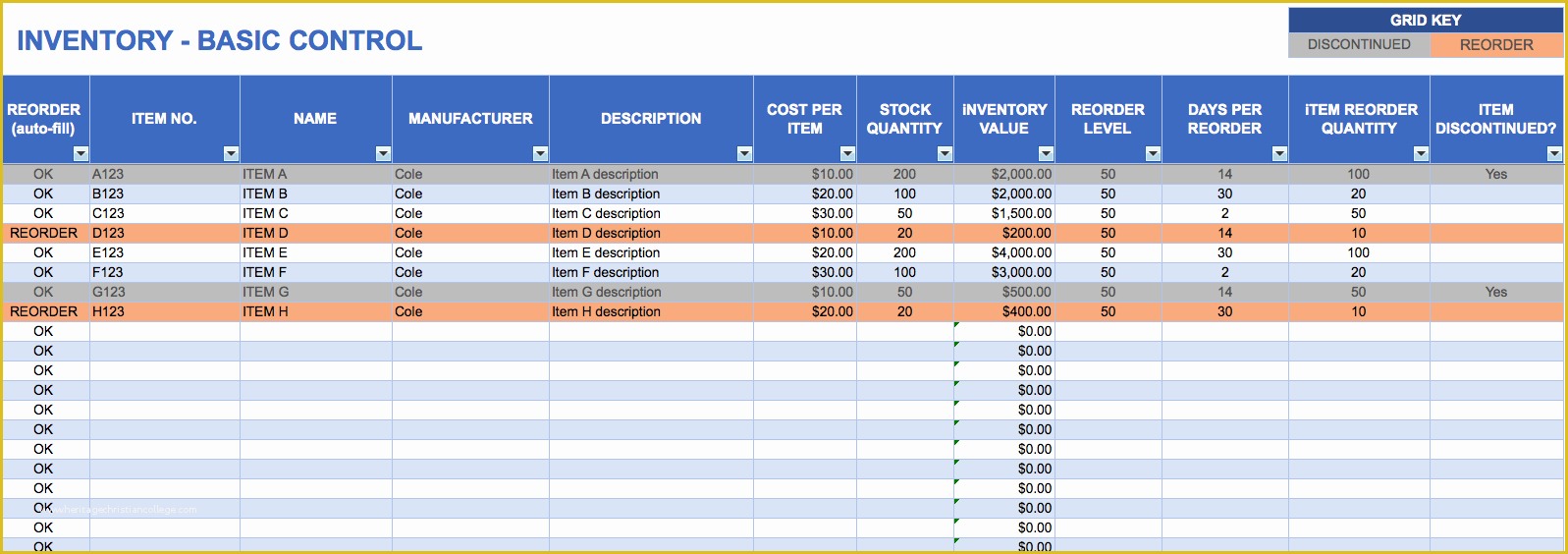 Free Inventory Template Of Free Excel Inventory Templates