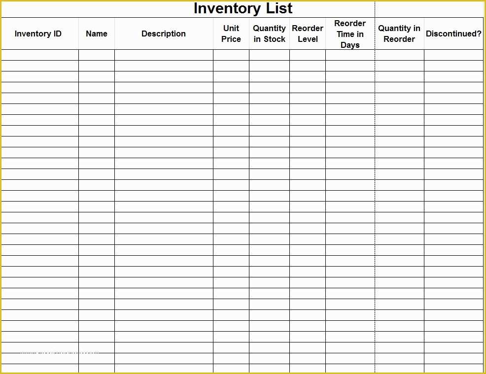 Free Inventory Template Of Inventory Control forms