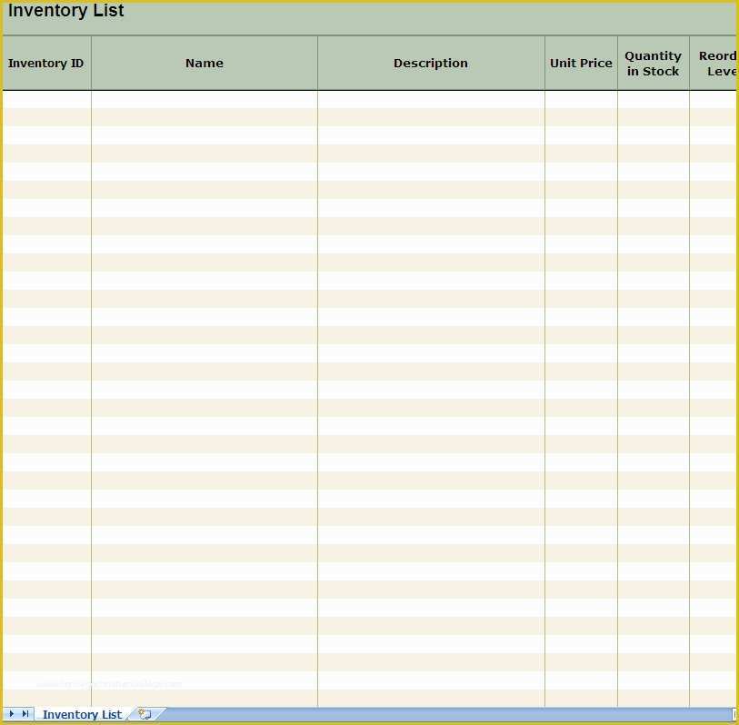 Free Inventory Template Of Inventory List Spreadsheet Template for Excel