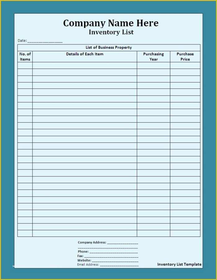 Free Inventory Template Of Printable and Blank Inventory List Control Spreadsheet