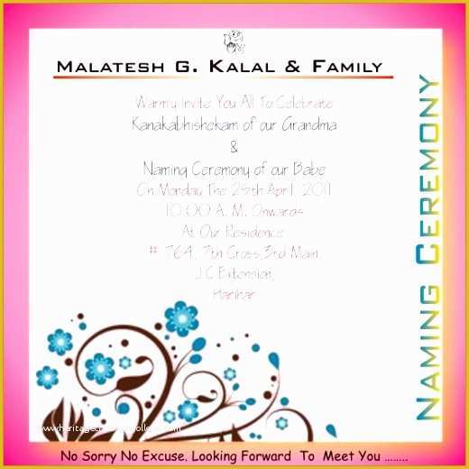 Free Invitation Templates for Naming Ceremony Of 3 Baby Naming Ceremony Invitation Template