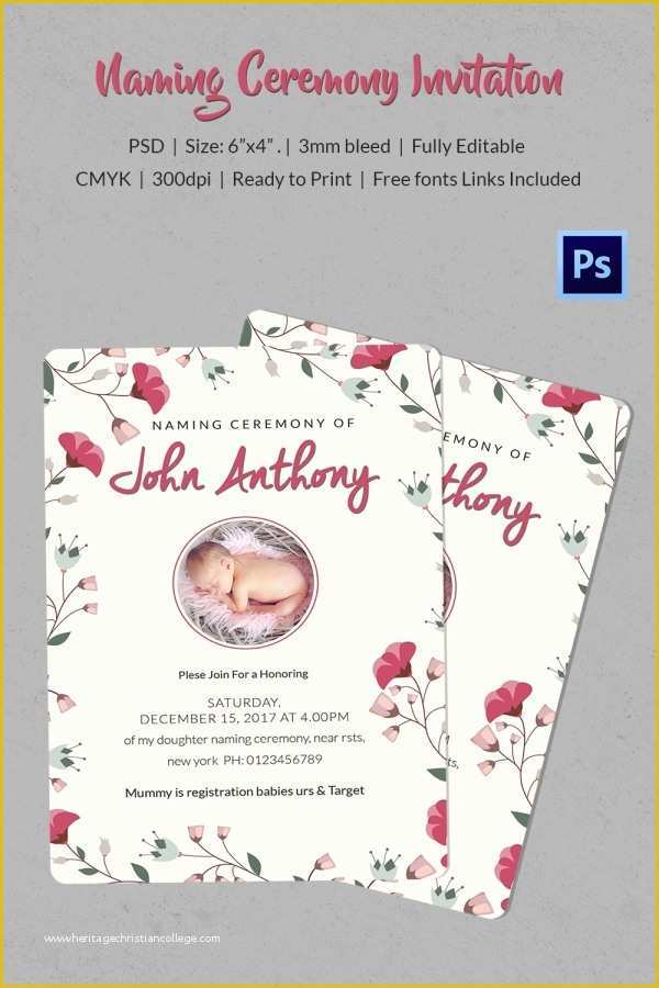 Free Invitation Templates for Naming Ceremony Of 37 Naming Ceremony Invitations – Free Psd Pdf format