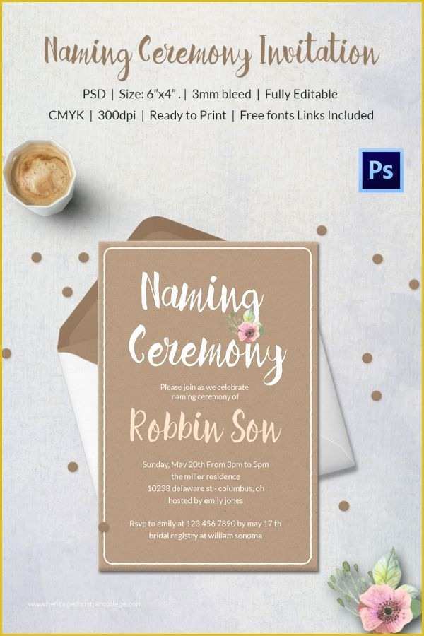 Free Invitation Templates for Naming Ceremony Of Boy Christening Naming Ceremony Invitation