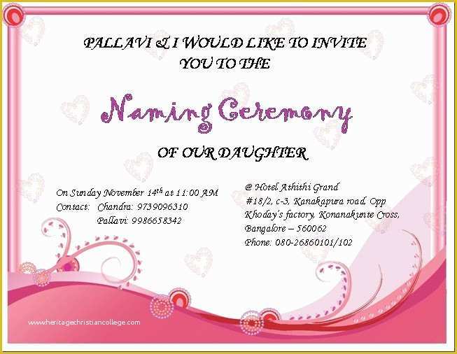 Free Invitation Templates for Naming Ceremony Of Chandra S Random Updates Sireesha’s Naming Ceremony