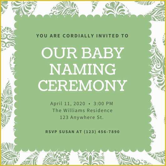 Free Invitation Templates for Naming Ceremony Of Design Templates Canva