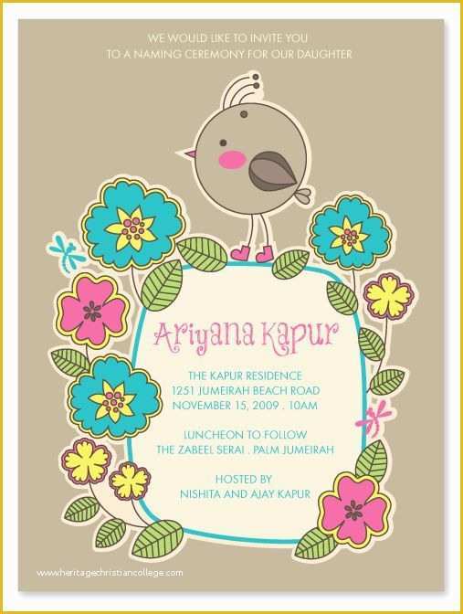Free Invitation Templates for Naming Ceremony Of Hindu Naming Ceremony Invitation Diy