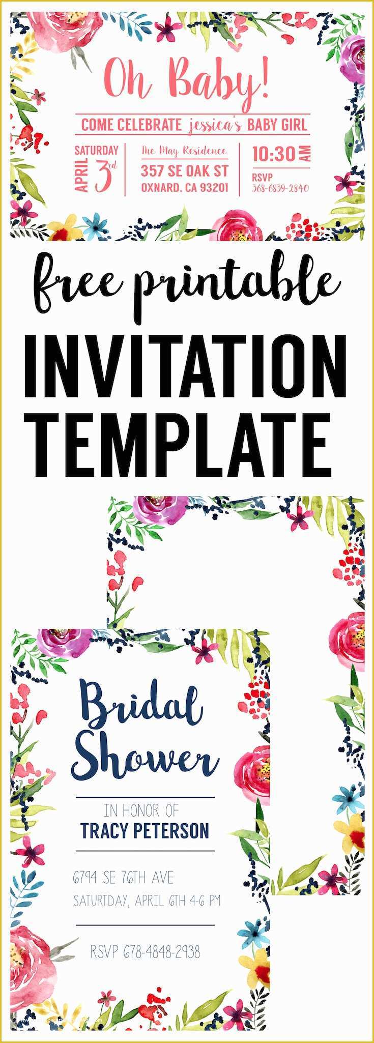 Free Invitation Templates Of Floral Borders Invitations Free Printable Invitation