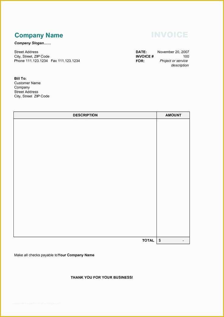 Free Invoice form Template Of 17 Best Photos Of Printable Mercial Invoice Sample