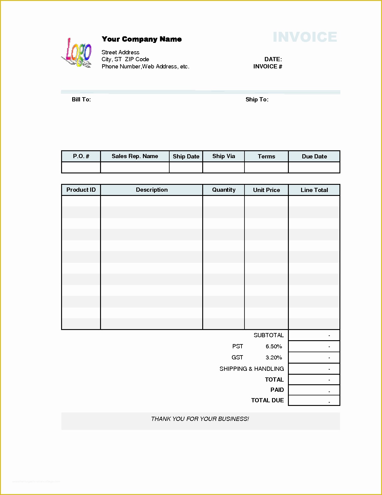 Free Invoice form Template Of Business Invoice Template