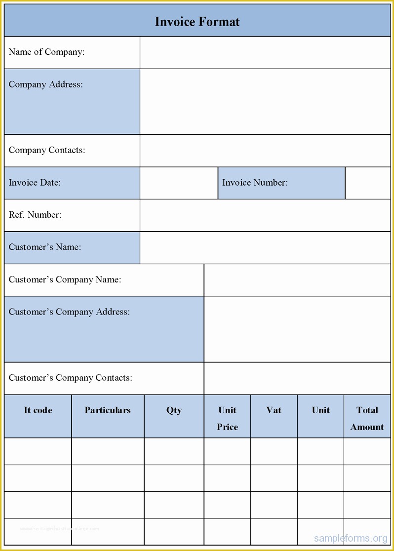 Free Invoice form Template Of Invoice Template form Sample forms