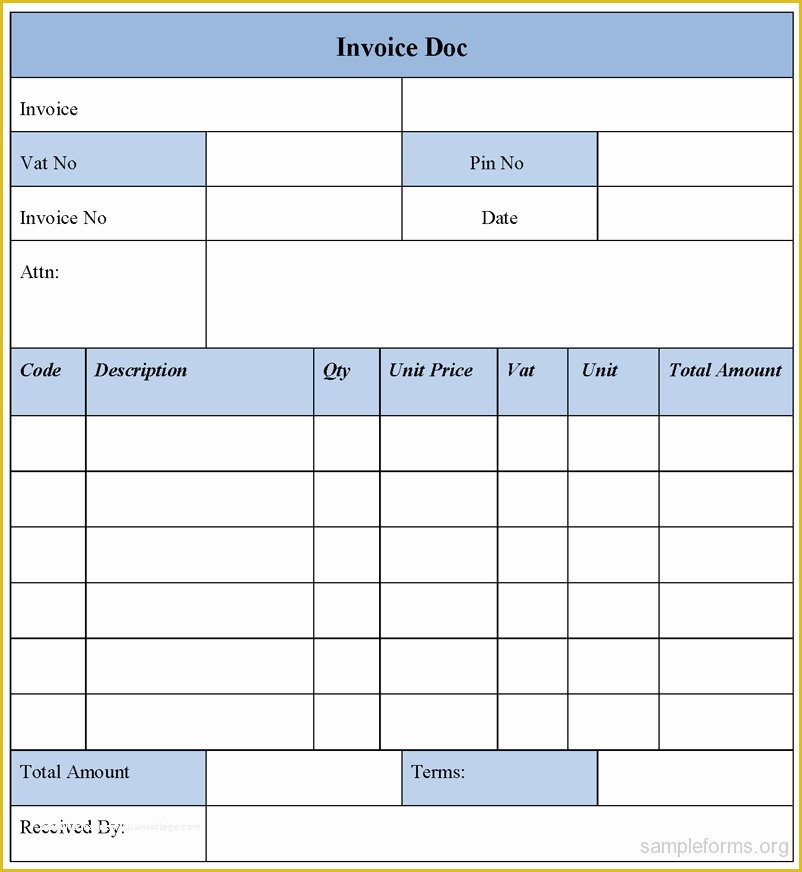 Free Invoice Template Doc Download Of Sample Invoice Doc Sample forms