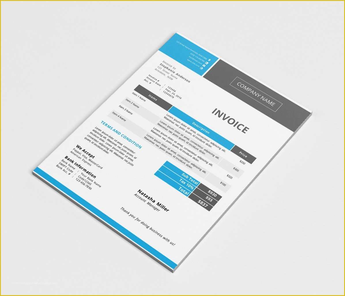 Free Invoice Template Docx Of Modern Docx Invoice Template Stationery Templates