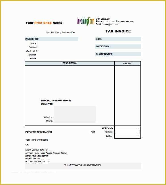 Free Invoice Template Docx Of Tax Invoice Template Docx
