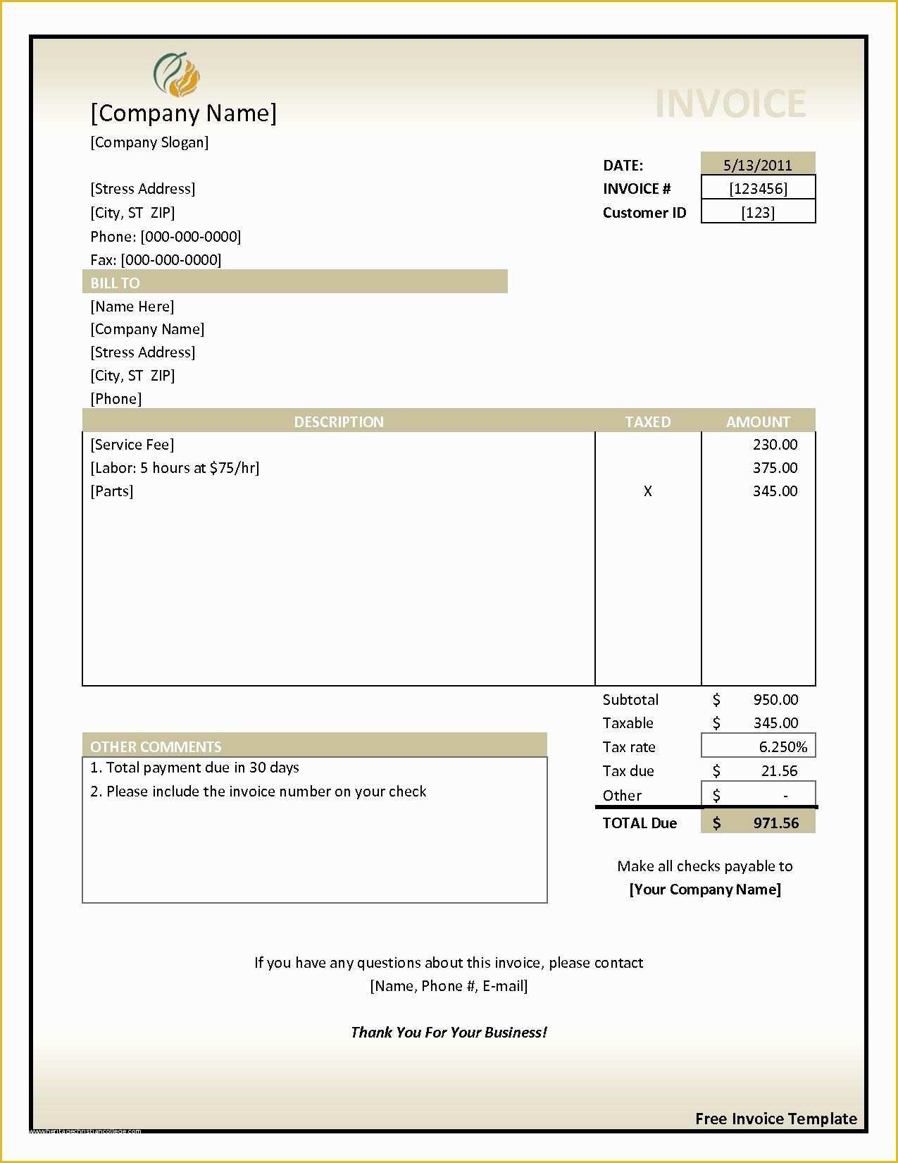 Free Invoice Template Download Of Sample Invoice Invoice Template Free 2016 Free