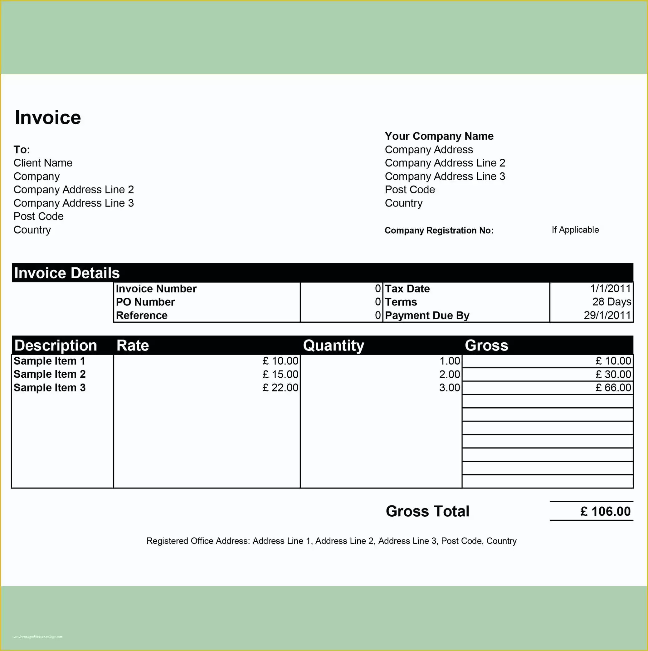 Excel Invoice Template Free