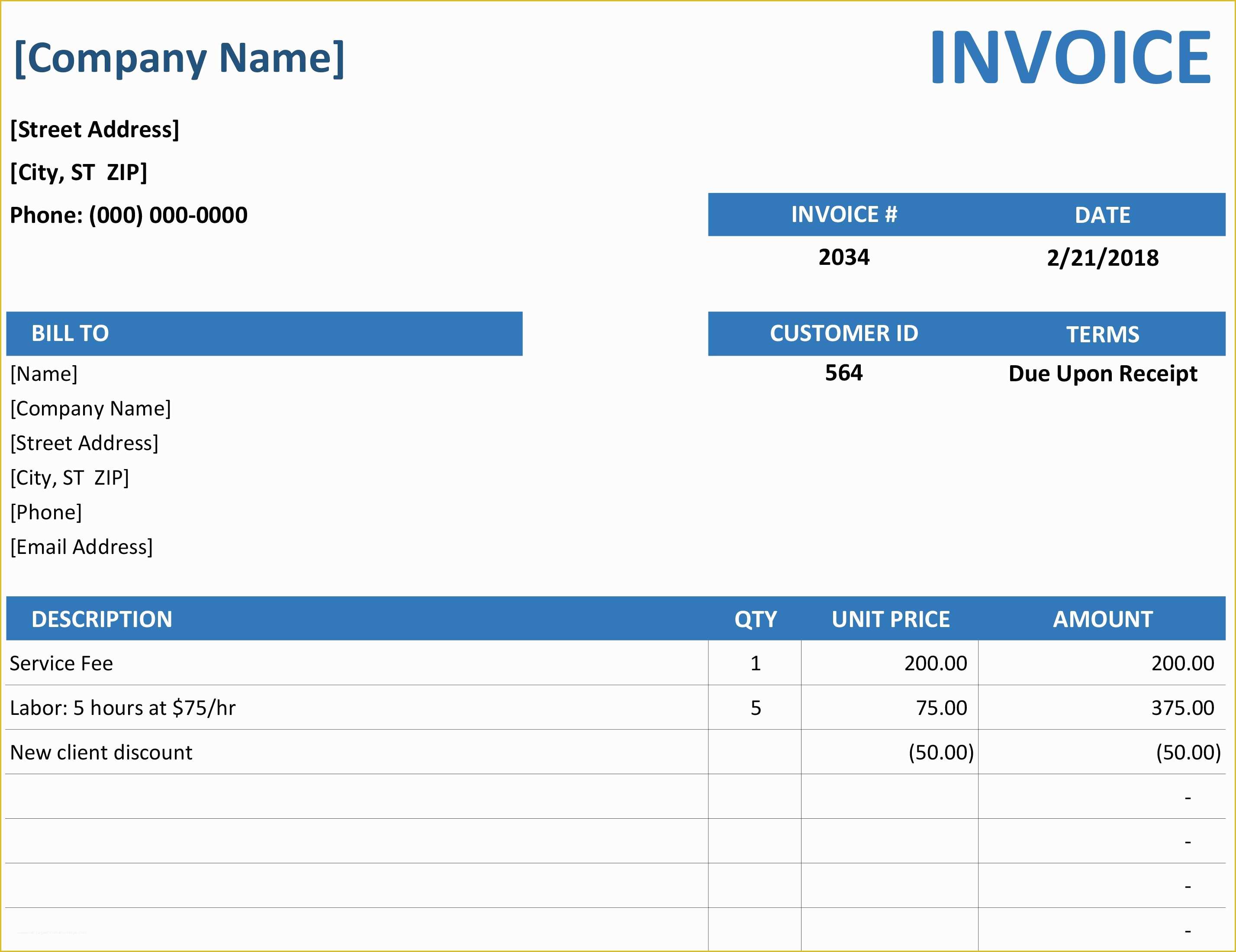 Free Invoice Template Excel Of Invoice