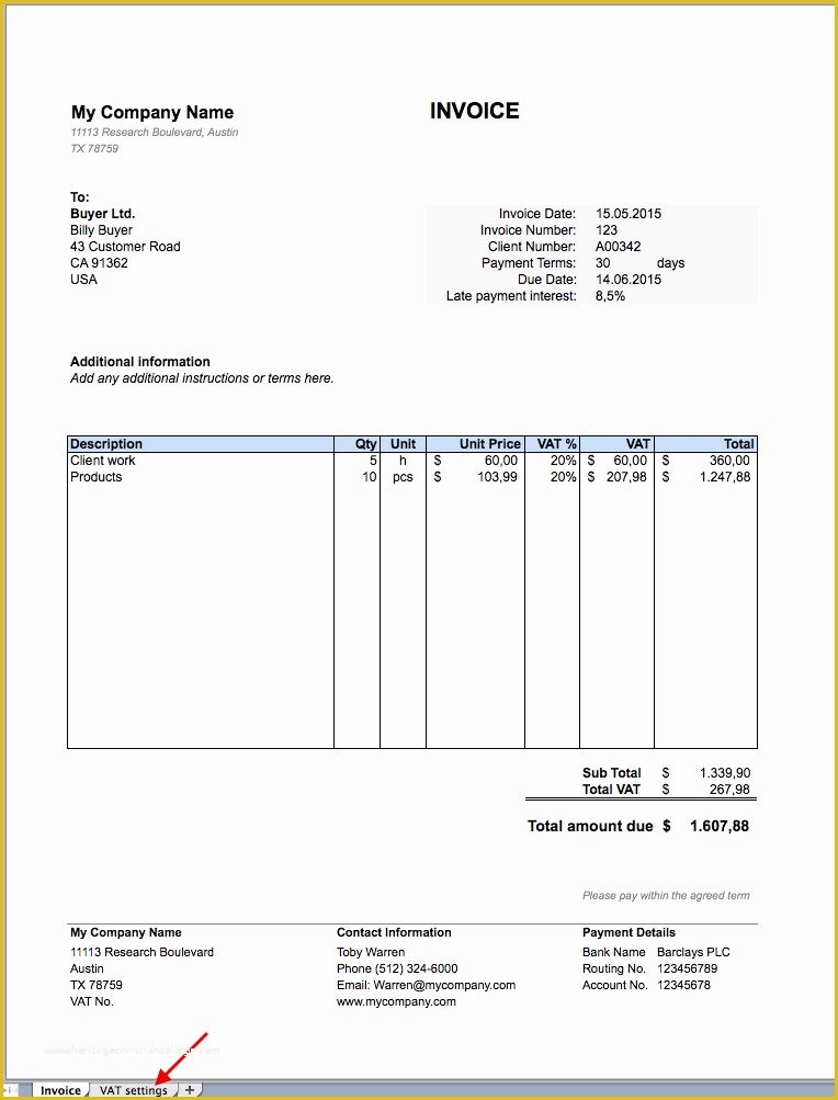 Free Invoice Template Excel Of Invoice