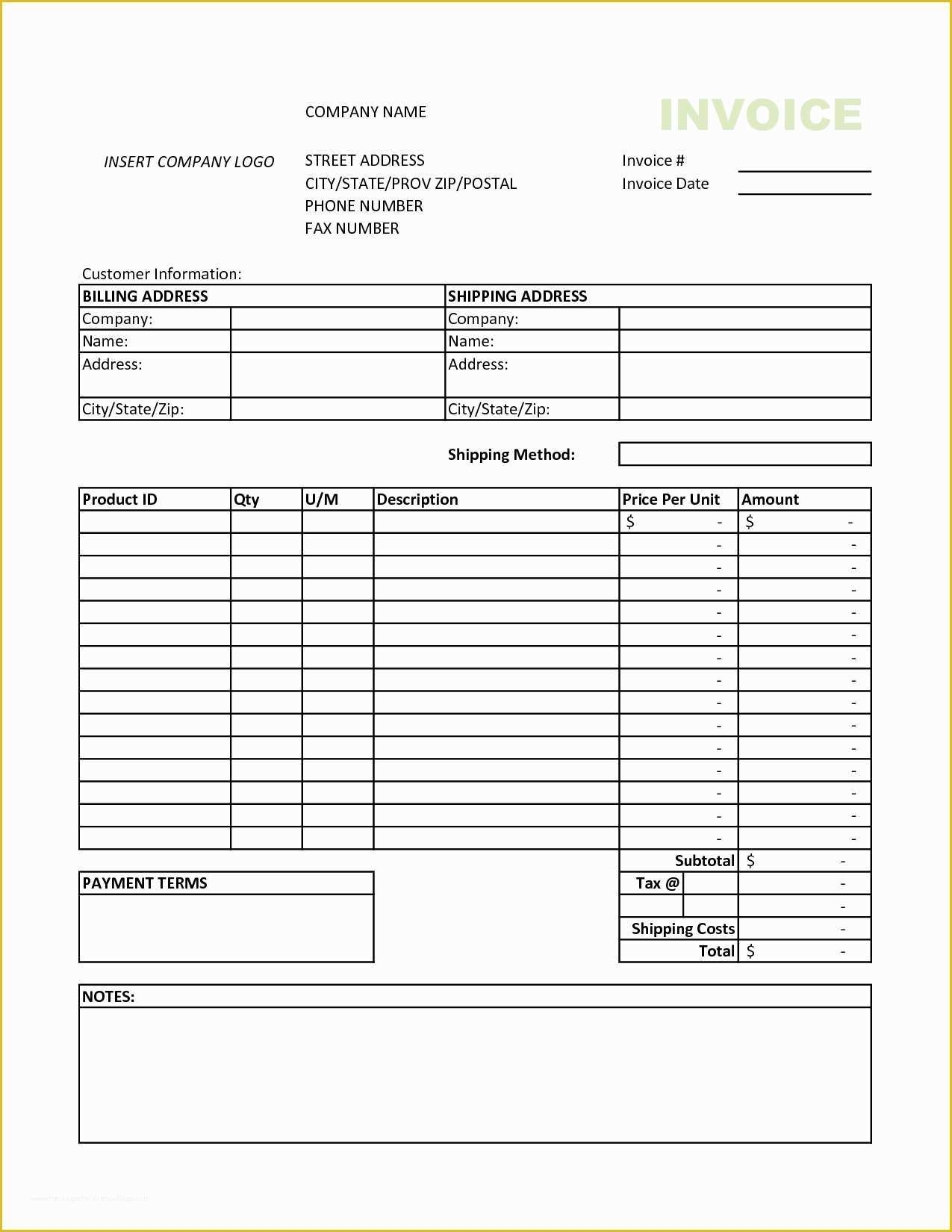 Free Invoice Template Excel Of Invoice Template Excel 2010