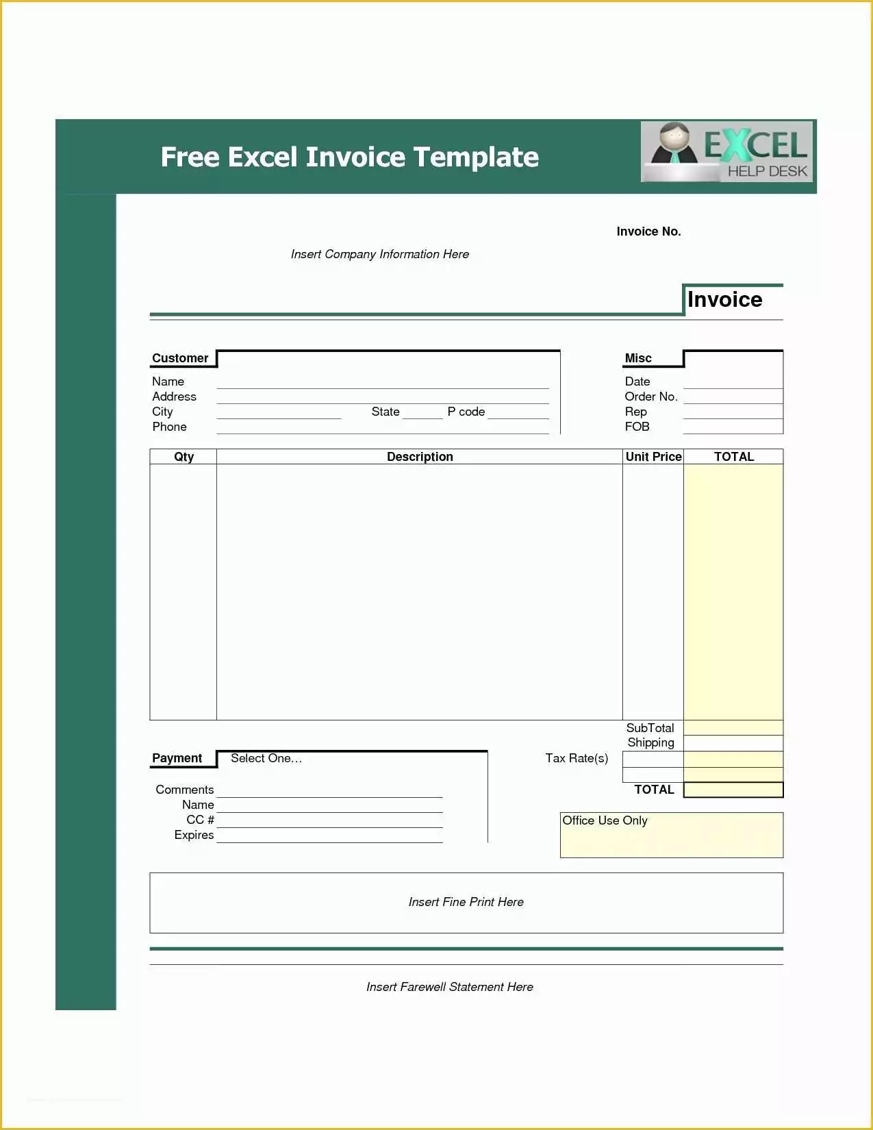 Free Invoice Template Excel Of Invoice Template Free Download Excel Invoice Template Ideas