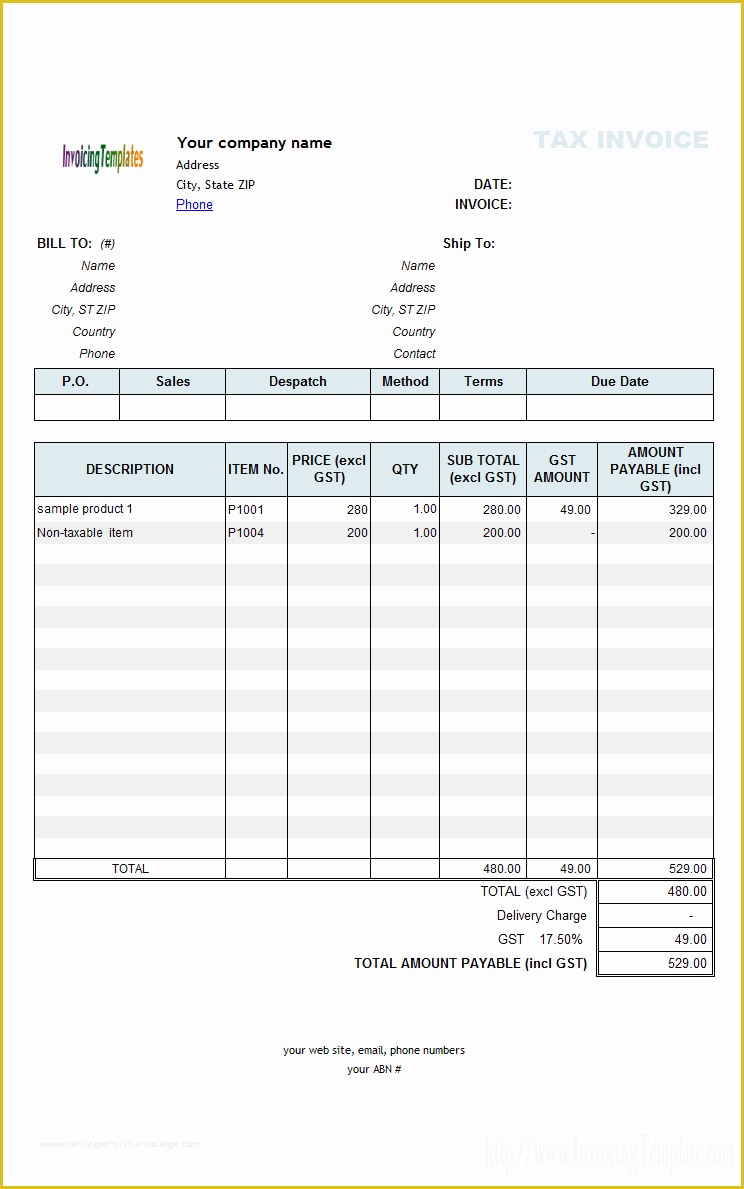 Free Invoice Template Excel Of Quickbooks Invoice Template Excel